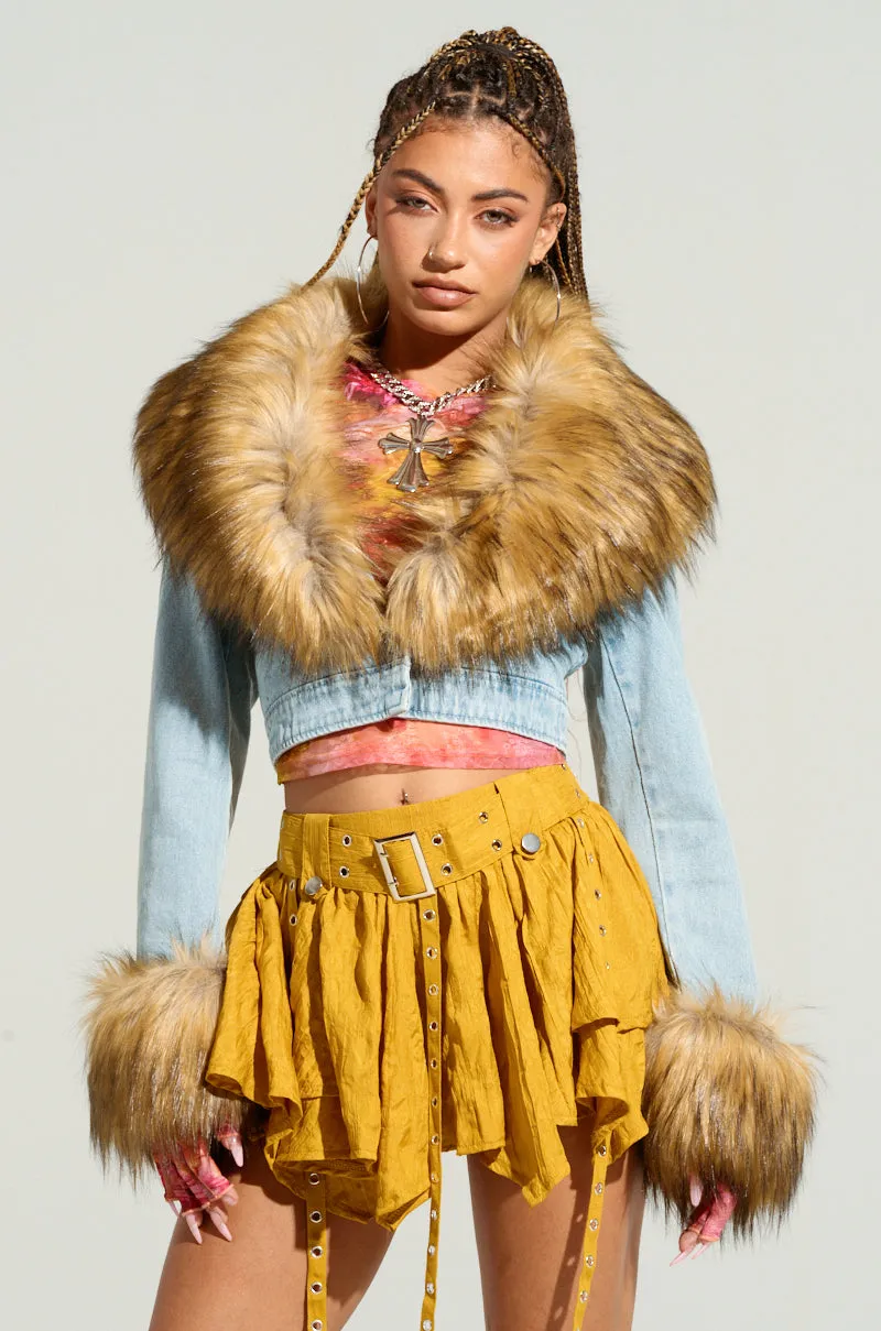 NEW GISELE CROPPED FUR TRIM JACKET sold by AKIRA product image thumbnail 2