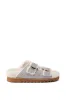 AZALEA WANG TRESOR GREY FUZZY SANDAL sold by AKIRA