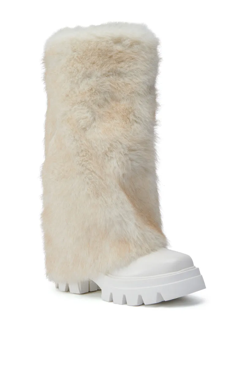 AZALEA WANG ASHOKA WHITE FUZZY FLATFORM MID CALF BOOT sold by AKIRA product image thumbnail 3