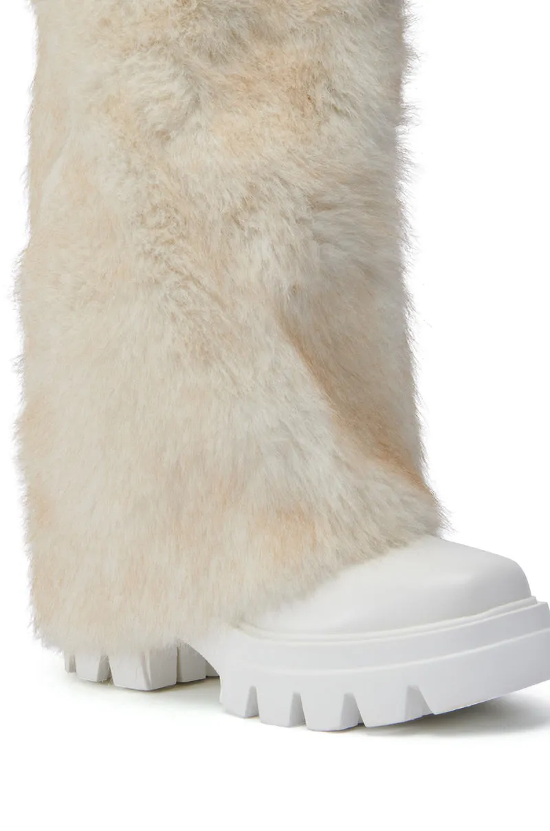 AZALEA WANG ASHOKA WHITE FUZZY FLATFORM MID CALF BOOT sold by AKIRA product image thumbnail 5