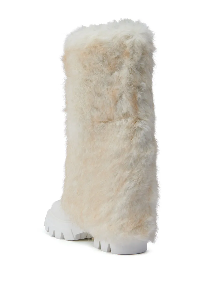 AZALEA WANG ASHOKA WHITE FUZZY FLATFORM MID CALF BOOT sold by AKIRA product image thumbnail 4