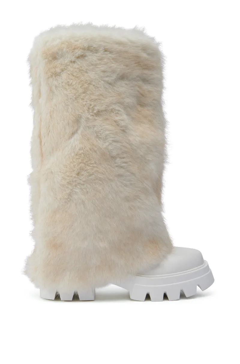 AZALEA WANG ASHOKA WHITE FUZZY FLATFORM MID CALF BOOT sold by AKIRA product image thumbnail 2