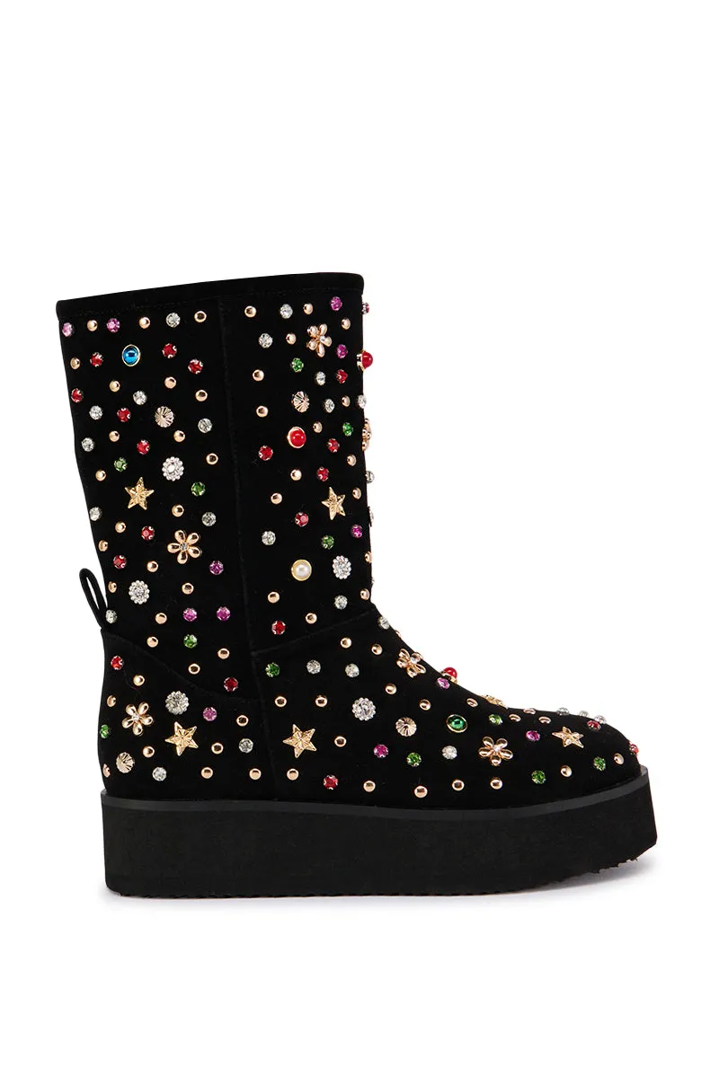 AZALEA WANG EMBELLISHED RHINESTONE BOOTIE IN BLACK sold by AKIRA product image thumbnail 2