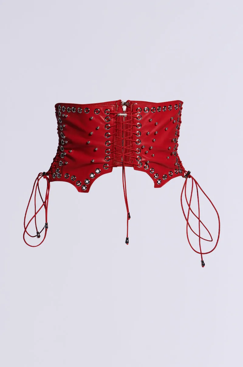 RED ROOM LACE UP BELT sold by AKIRA product image thumbnail 3