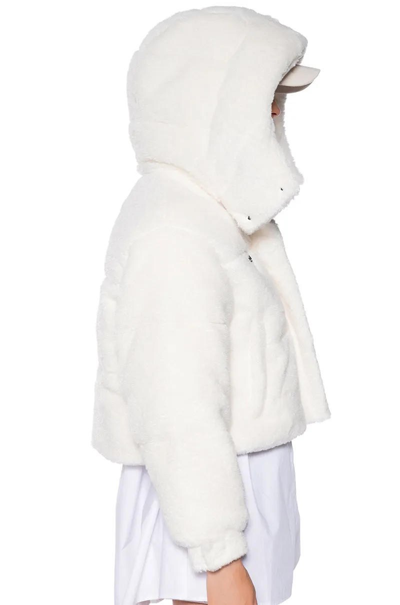 MARDIE FUZZY BEIGE HOODED PUFFER sold by AKIRA product image thumbnail 5
