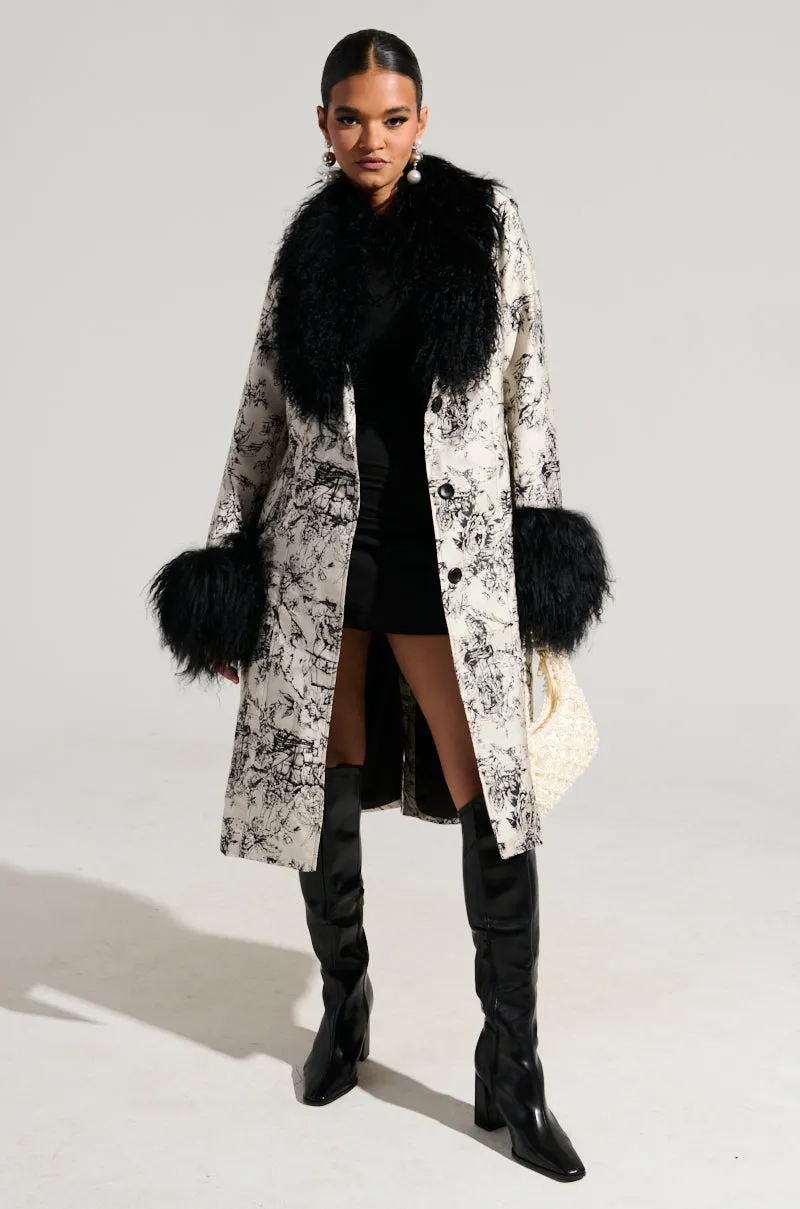 TALULAH REMOVABLE FUR TRIM TRENCH IN IVORY MULTI sold by AKIRA product image thumbnail 2