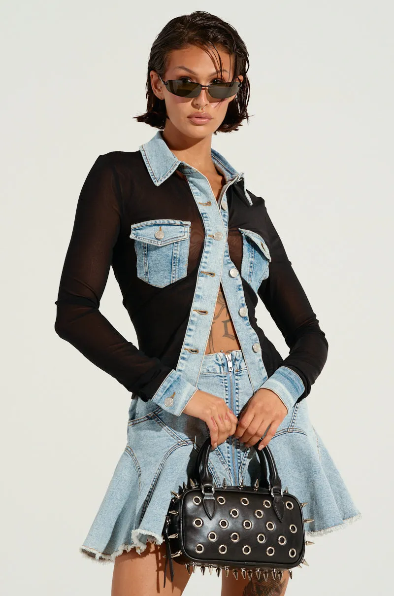 MIXED VIBES BUTTON DOWN BLOUSE sold by AKIRA product image thumbnail 3