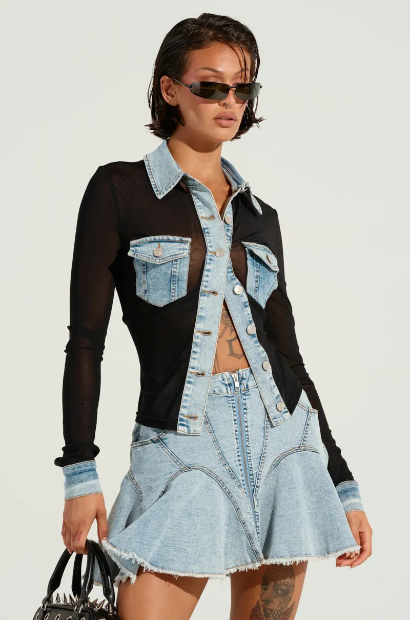 MIXED VIBES BUTTON DOWN BLOUSE sold by AKIRA