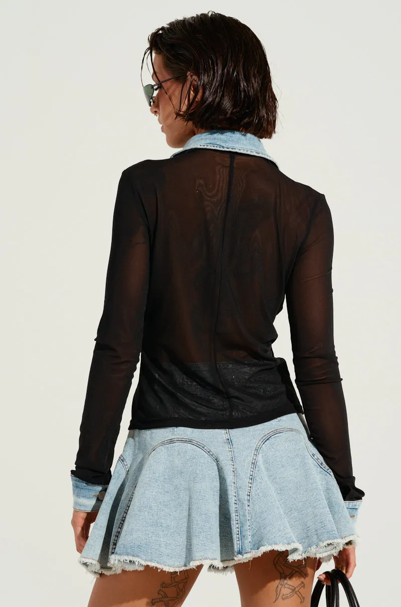 MIXED VIBES BUTTON DOWN BLOUSE sold by AKIRA product image thumbnail 5