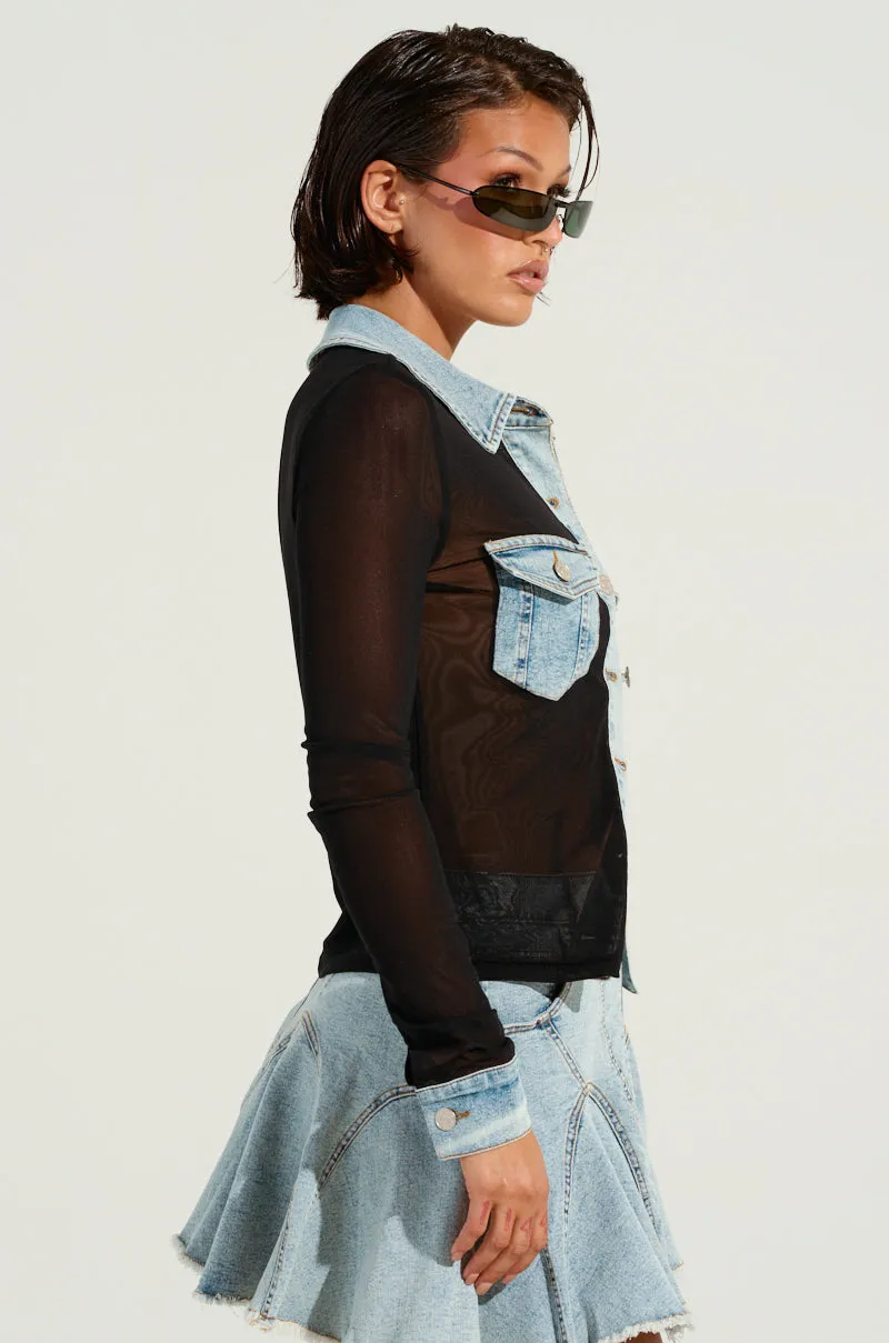 MIXED VIBES BUTTON DOWN BLOUSE sold by AKIRA product image thumbnail 4