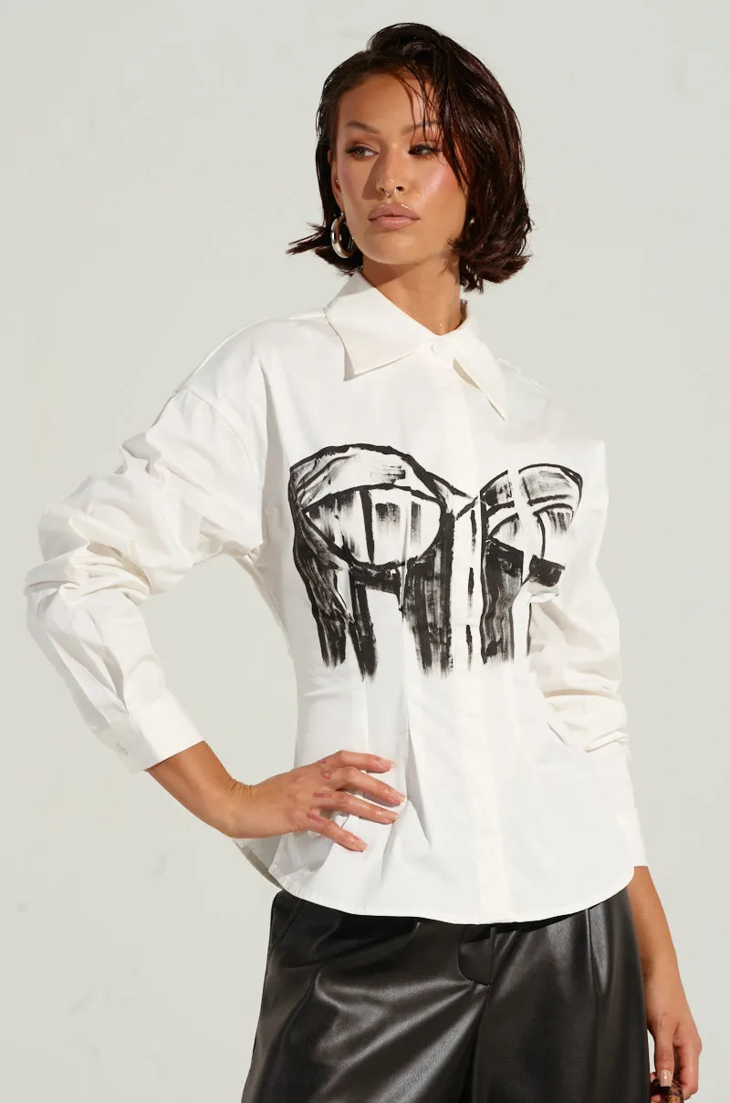 BAD FOR YOU BUTTON DOWN BLOUSE sold by AKIRA product image thumbnail 2