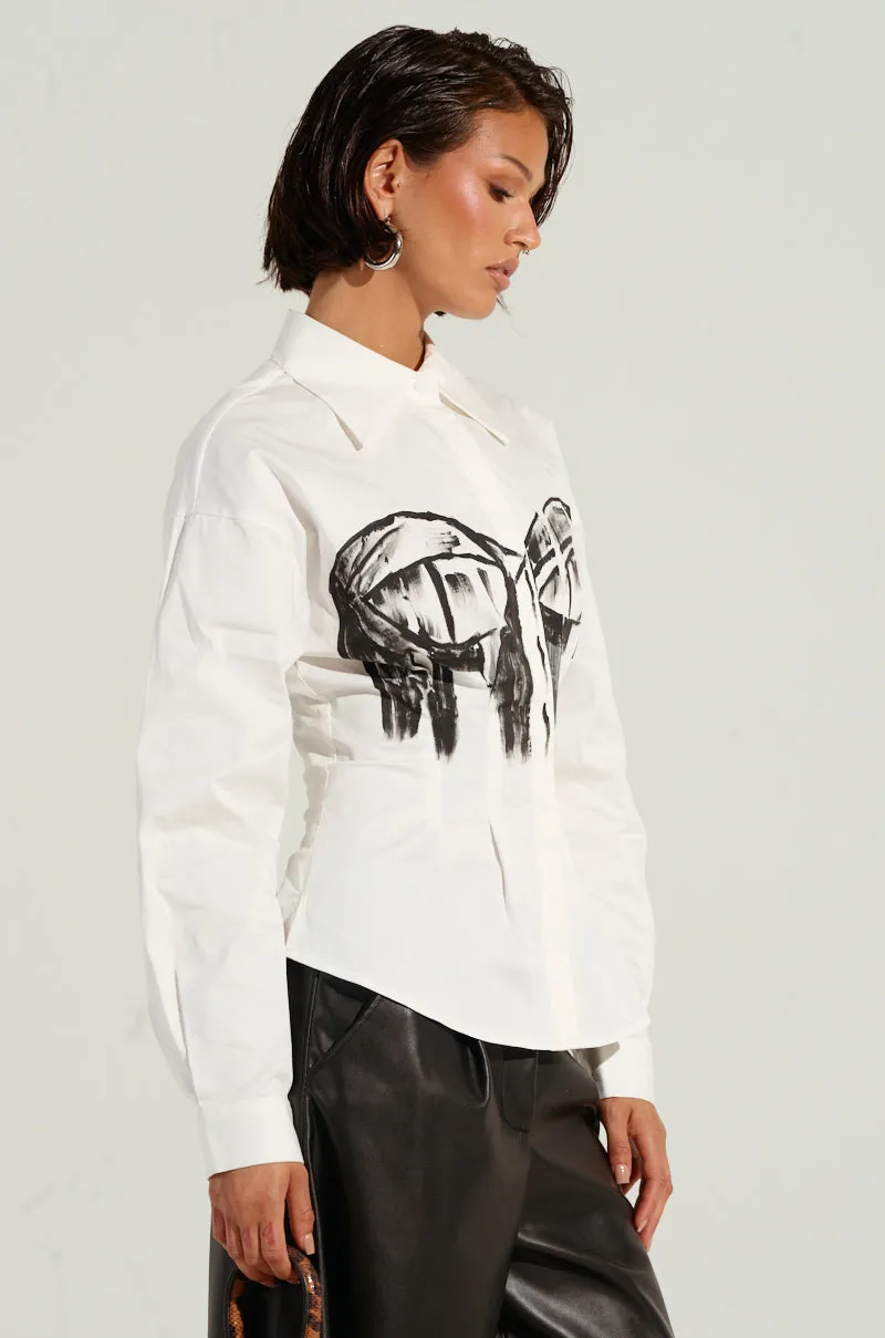 BAD FOR YOU BUTTON DOWN BLOUSE sold by AKIRA product image thumbnail 3
