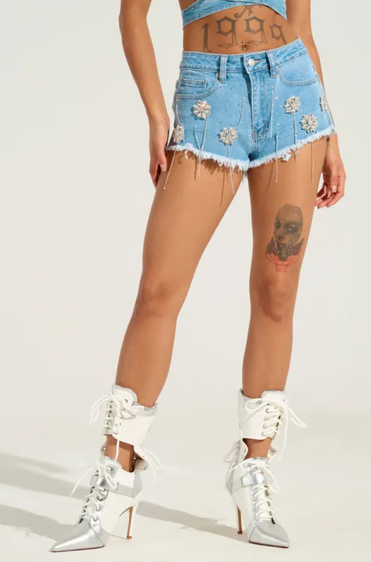 DIVALICIOUS DENIM MINI SHORT sold by AKIRA