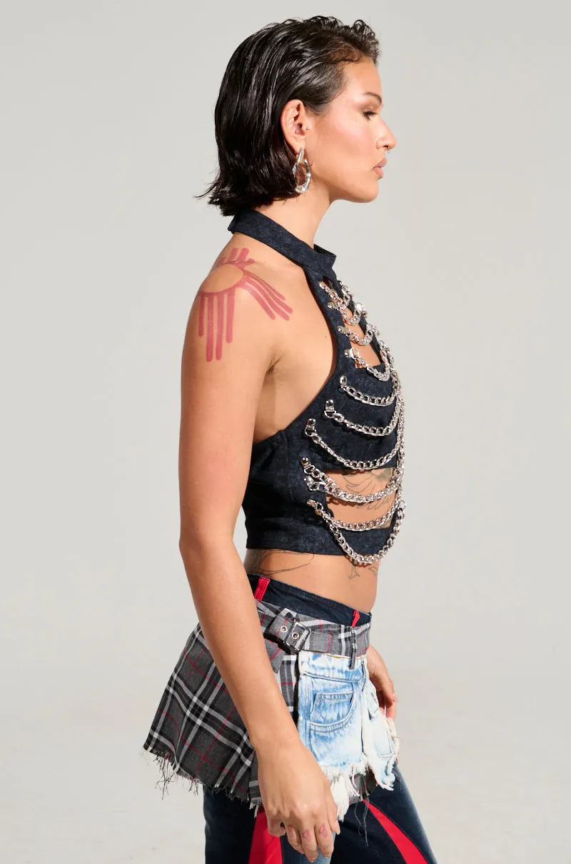 TINY LIL GIRL HALTER TOP WITH CHAIN sold by AKIRA product image thumbnail 2