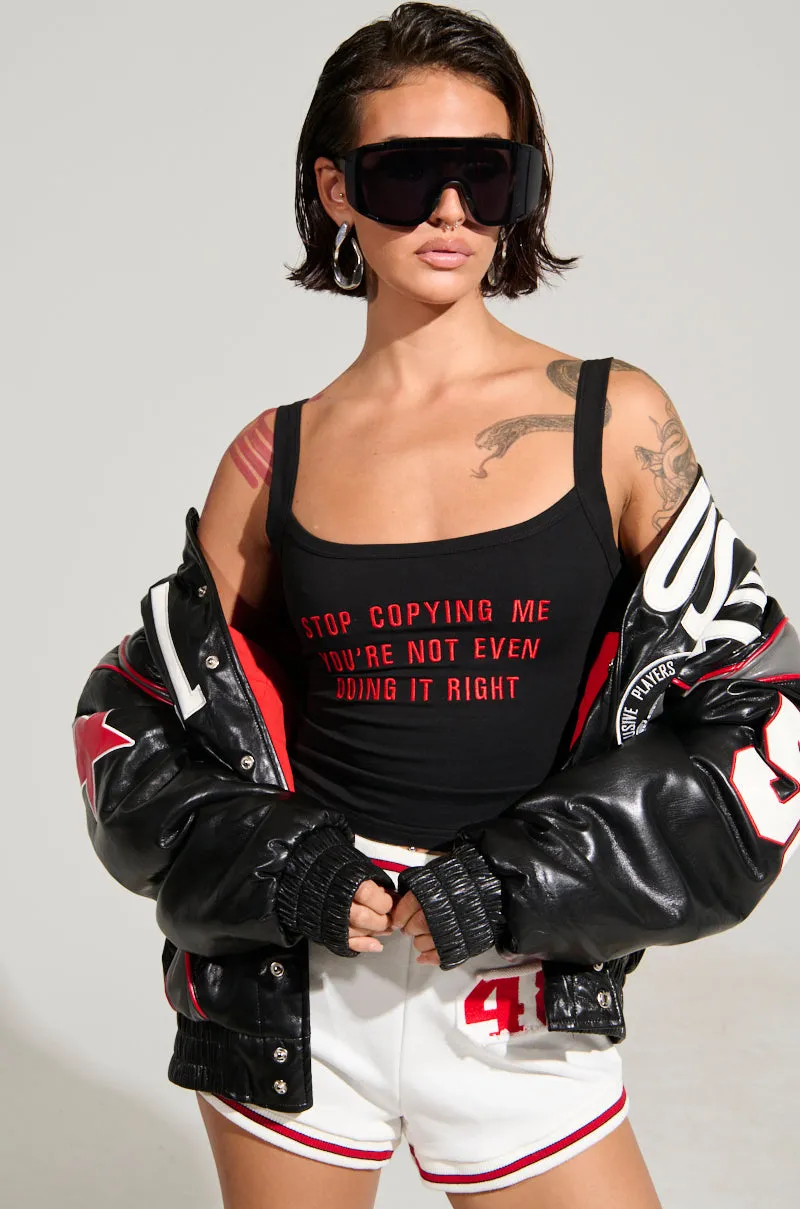 STOP COPYING ME LACE UP BACK TANK TOP sold by AKIRA product image thumbnail 3