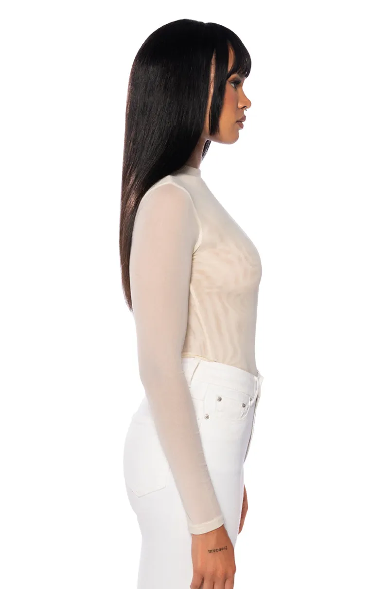 PAXTON SEXY MESH LONG SLEEVE FUNNEL NECK BODYSUIT sold by AKIRA product image thumbnail 5