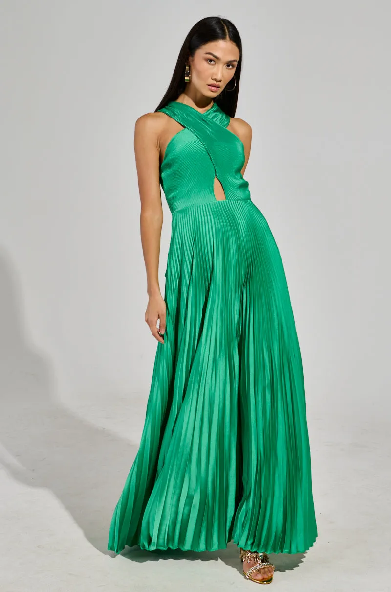 ALWAYS THE GUEST PLEATED MAXI DRESS IN KELLY GREEN sold by AKIRA product image thumbnail 2