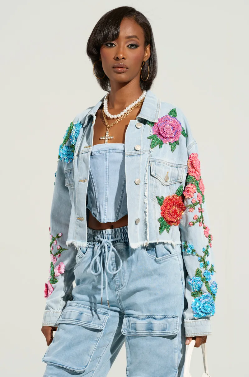 GARDEN OF EDEN EMBELLISHED DENIM JACKET sold by AKIRA product image thumbnail 2