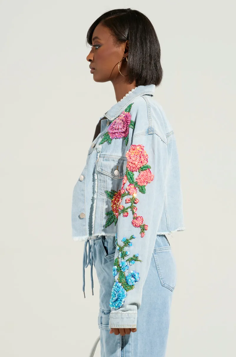 GARDEN OF EDEN EMBELLISHED DENIM JACKET sold by AKIRA product image thumbnail 3