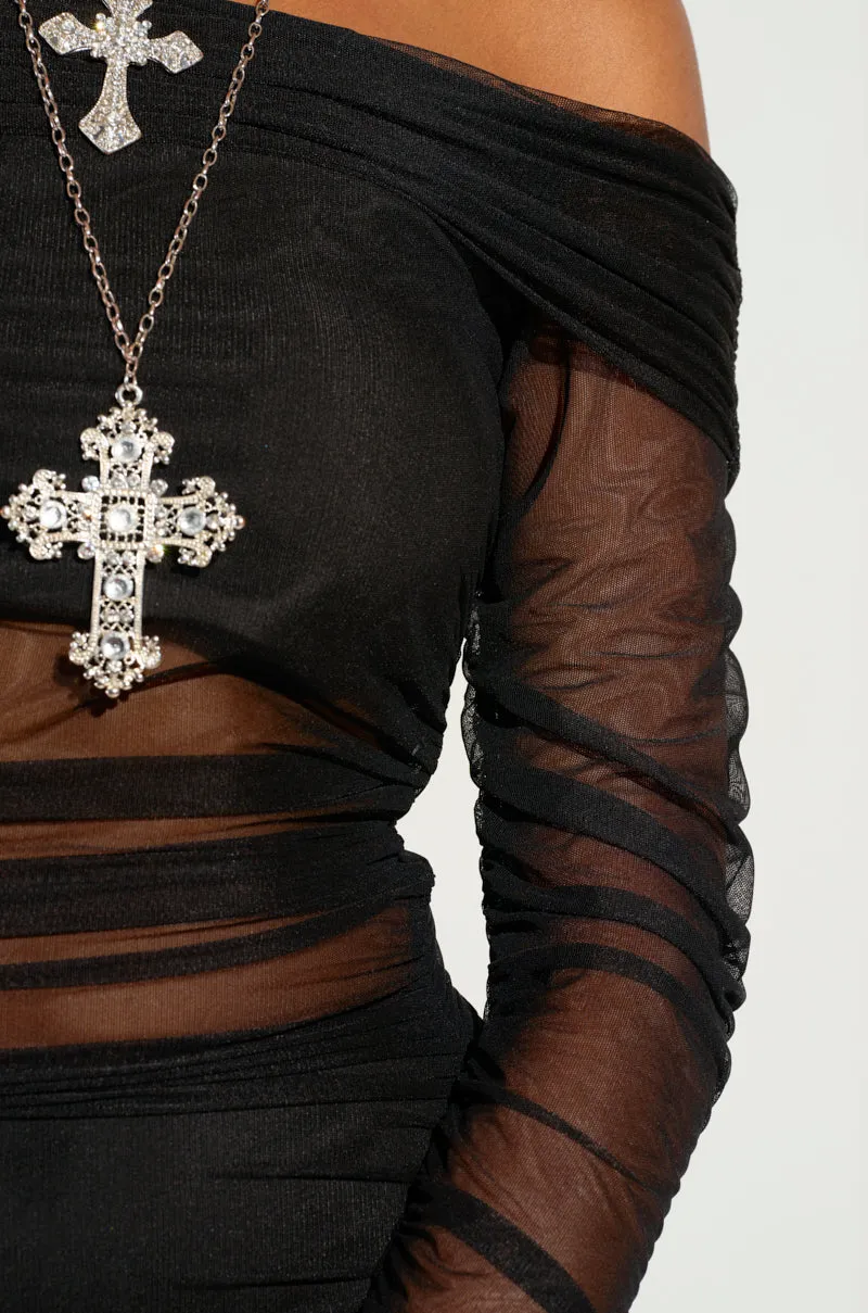 RAQUEL RUCHED MESH MIDI DRESS WITH UNDERGARMENTS sold by AKIRA product image thumbnail 5