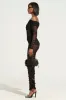 RAQUEL RUCHED MESH MIDI DRESS WITH UNDERGARMENTS sold by AKIRA