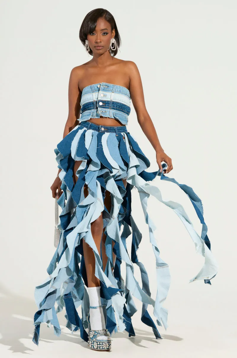 ALESSANDRA DENIM CORSET TOP sold by AKIRA product image thumbnail 4