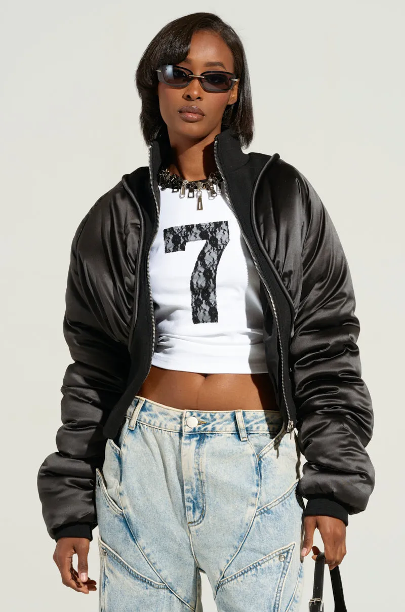 ELECTRA SATIN EFFECT BOMBER sold by AKIRA product image thumbnail 2