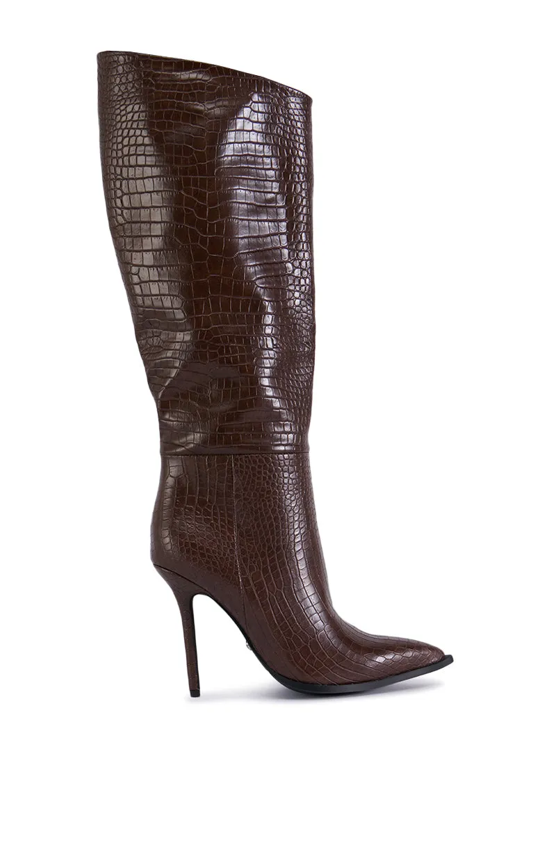 AZALEA WANG JESSA BROWN CROC STILETTO BOOT sold by AKIRA product image thumbnail 3
