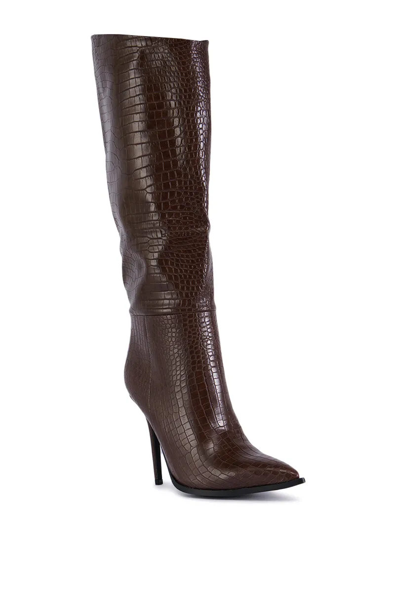 AZALEA WANG JESSA BROWN CROC STILETTO BOOT sold by AKIRA product image thumbnail 4