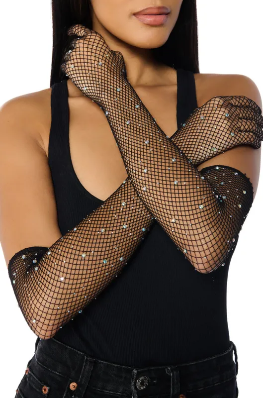 BLING YA LIFE FISHNET GLOVES sold by AKIRA