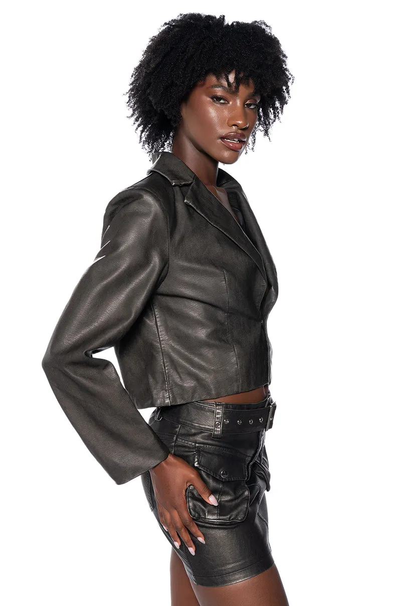 SHAI DISTRESSED CROP BLAZER sold by AKIRA product image thumbnail 2