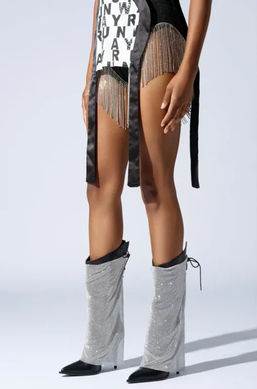 AZALEA WANG JACLYN EMBELLISHED STILETTO BOOT IN BLACK sold by AKIRA