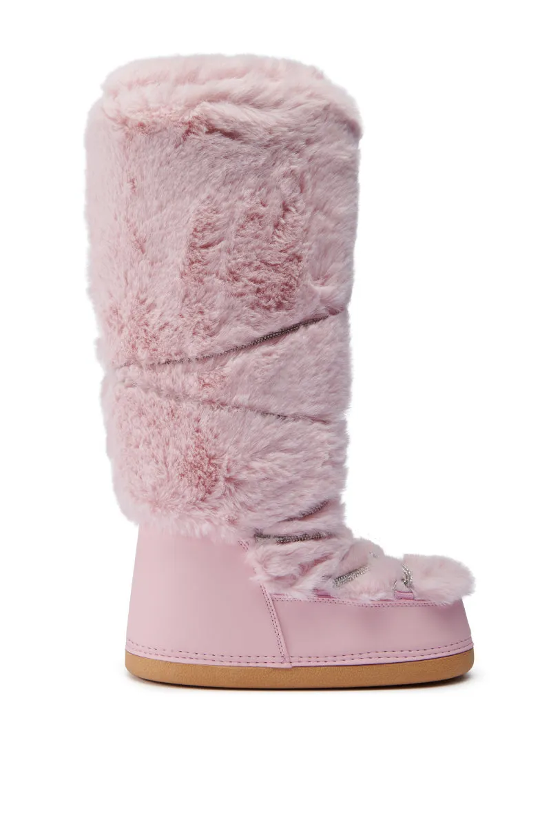AZALEA WANG TAYTON PINK FUZZY FLAT KNEE HIGH BOOT sold by AKIRA product image thumbnail 3