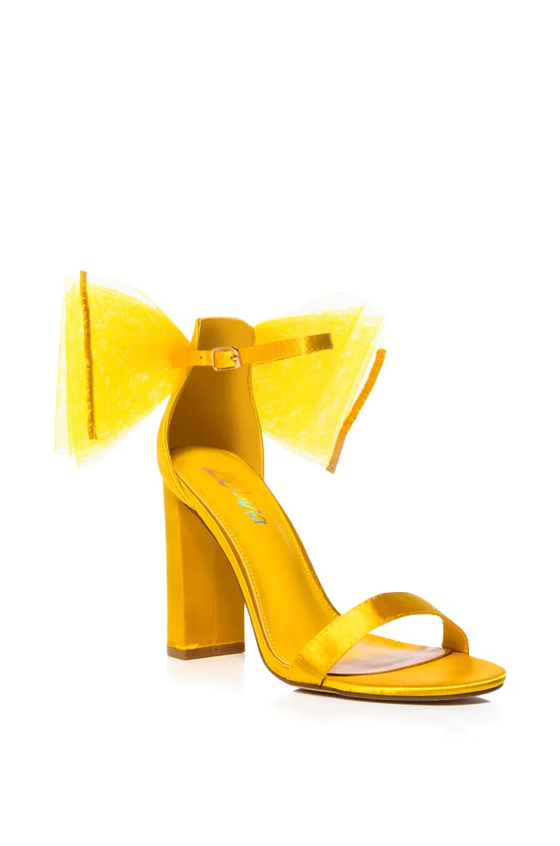 LUIS SATIN BOW SANDAL IN YELLOW sold by AKIRA product image thumbnail 3