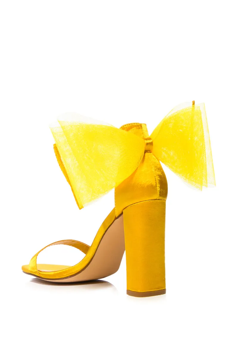 LUIS SATIN BOW SANDAL IN YELLOW sold by AKIRA product image thumbnail 4
