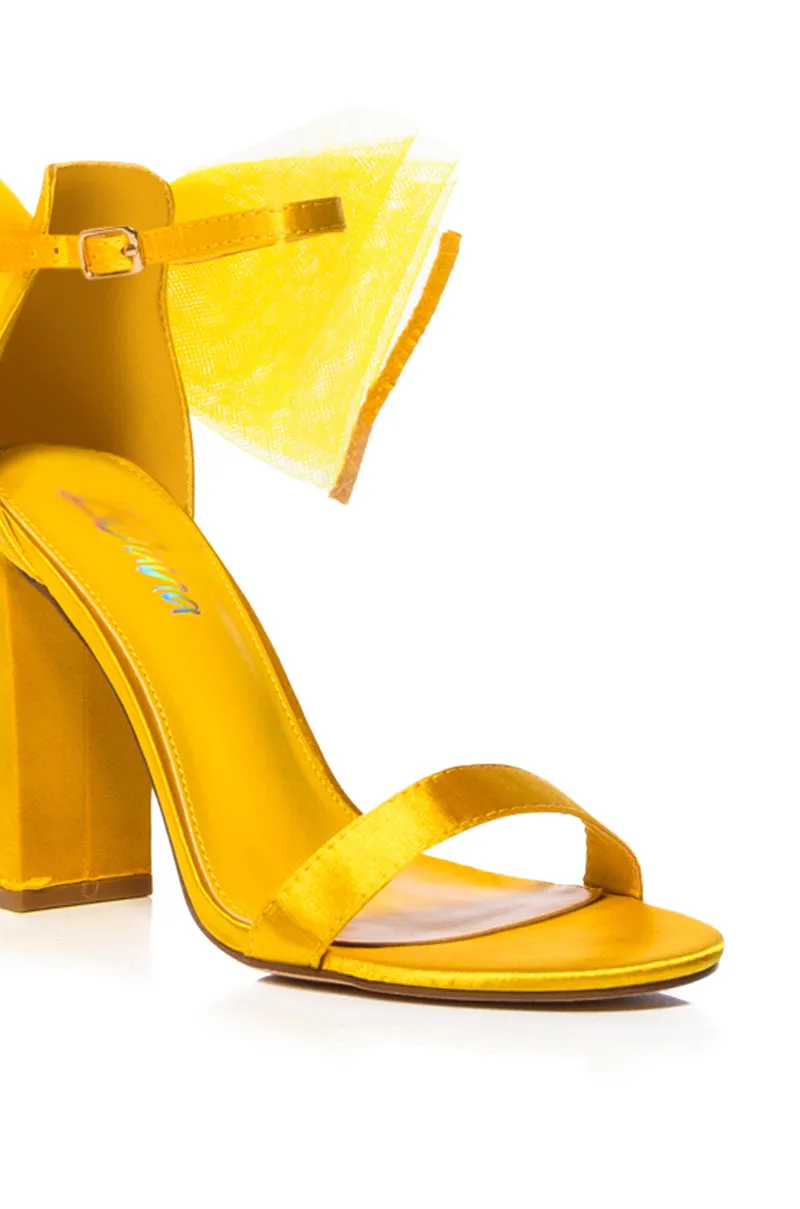 LUIS SATIN BOW SANDAL IN YELLOW sold by AKIRA product image thumbnail 5
