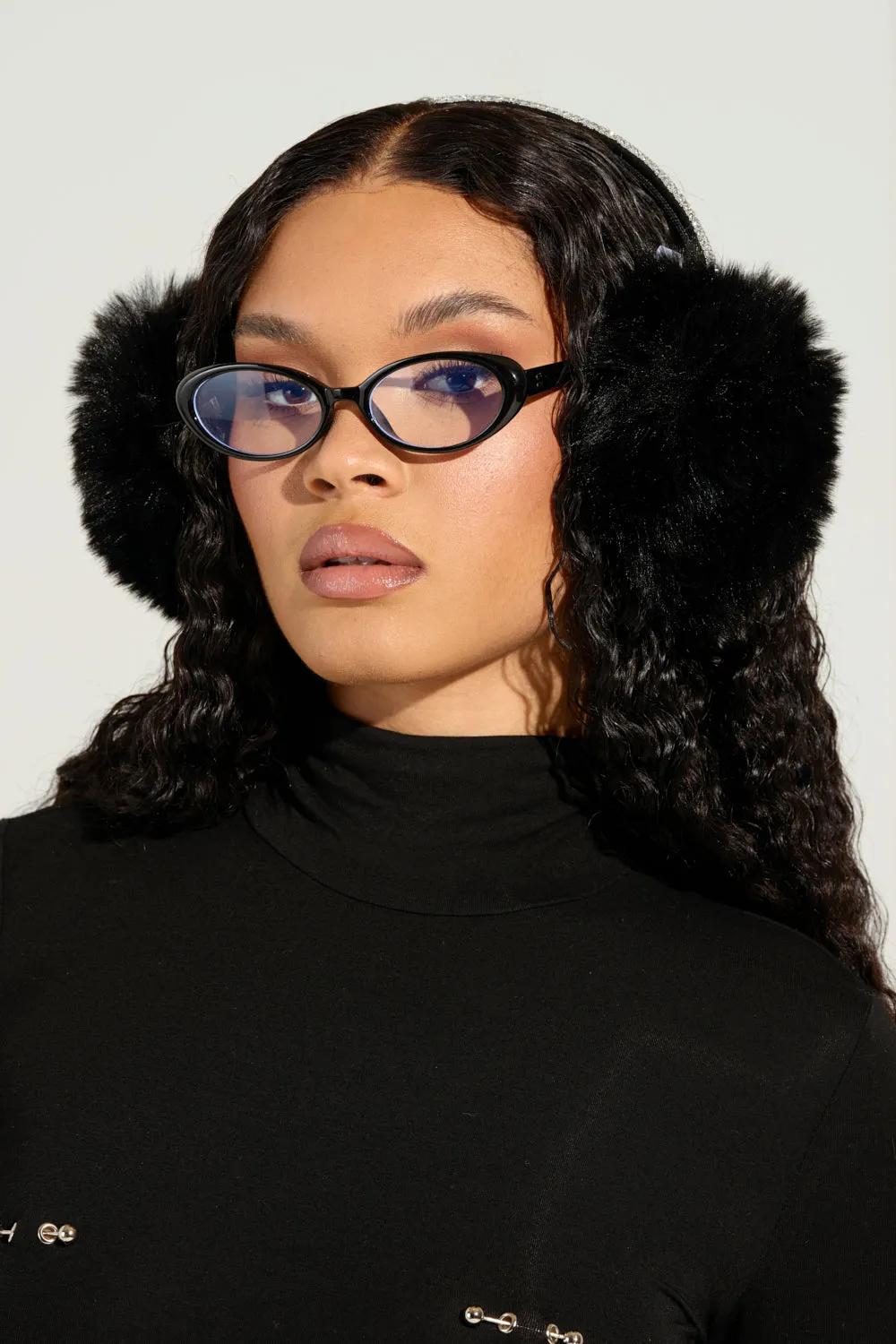 EXTRA RHINESTONE EAR MUFFS IN BLACK sold by AKIRA