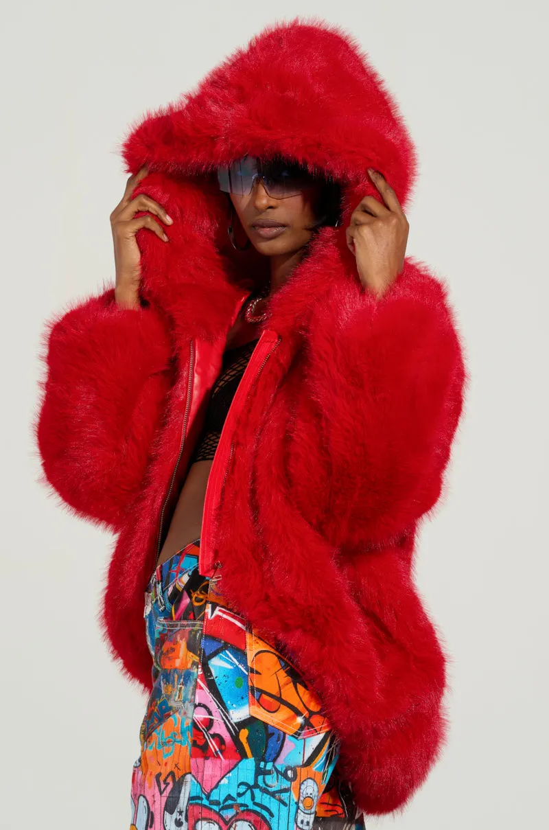 LOOK AT ME NOW HOODED FUR BOMBER sold by AKIRA product image thumbnail 5