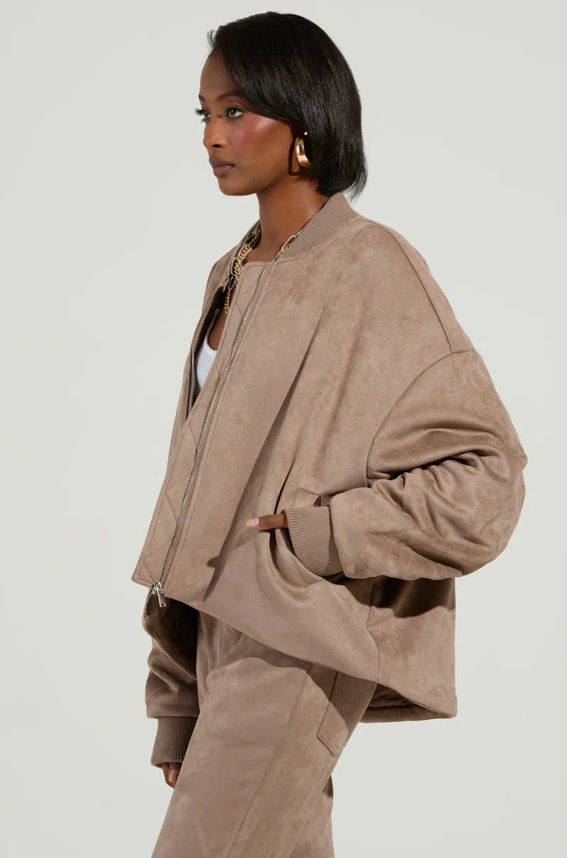 SOFIA FAUX SUEDE BOMBER sold by AKIRA product image thumbnail 3