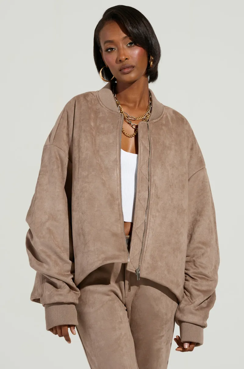 SOFIA FAUX SUEDE BOMBER sold by AKIRA product image thumbnail 2