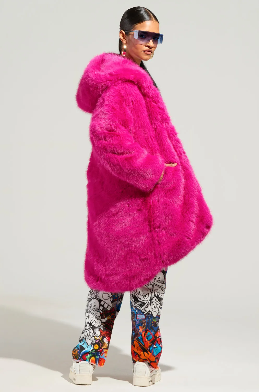 DAISY FAUX FUR COAT sold by AKIRA product image thumbnail 3