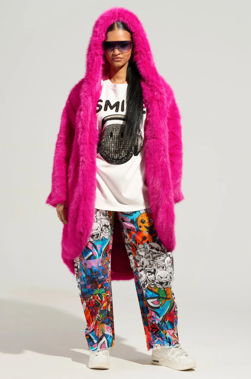 DAISY FAUX FUR COAT sold by AKIRA product image thumbnail 4