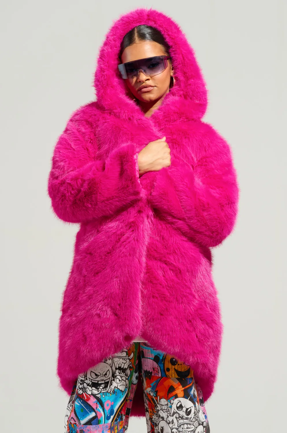 DAISY FAUX FUR COAT sold by AKIRA product image thumbnail 2