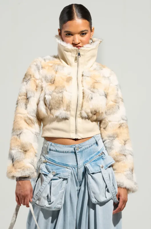 SEE YOU AGAIN FITTED FUR BOMBER sold by AKIRA