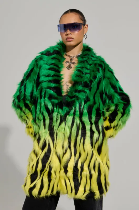 SOUND THE ALARM FAUX FUR COAT sold by AKIRA