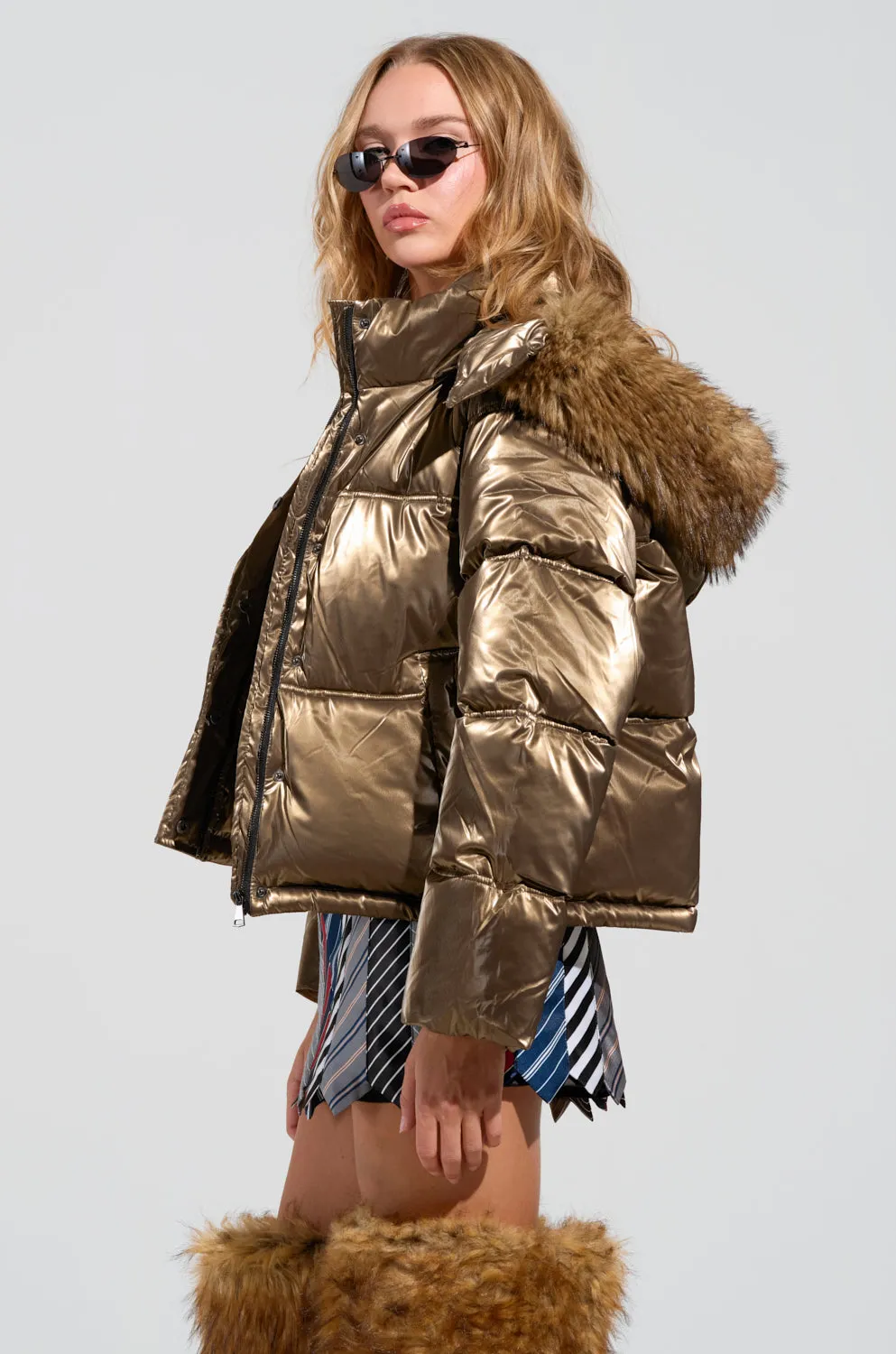 CAPRI FUR TRIM PUFFER sold by AKIRA product image thumbnail 5