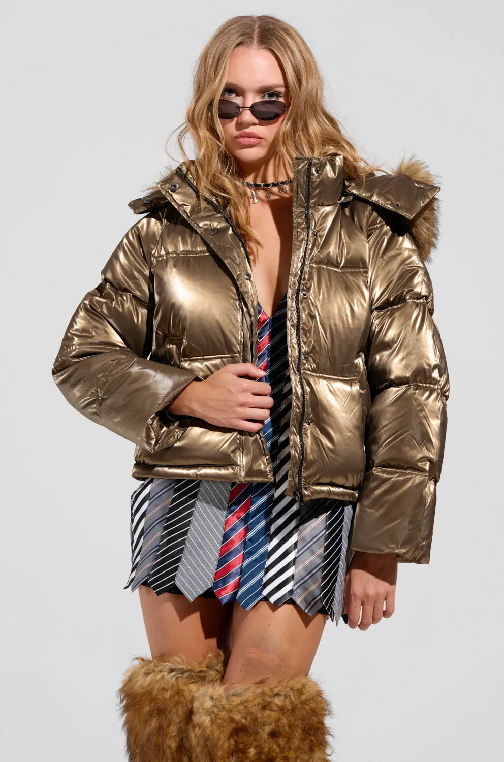 CAPRI FUR TRIM PUFFER sold by AKIRA product image thumbnail 4