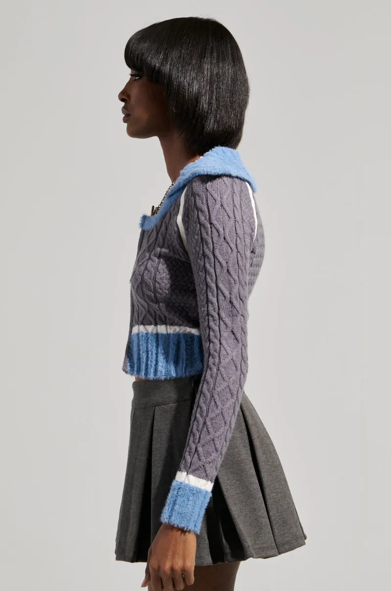 QUEEN OF MY OWN WORLD CROPPED ZIP UP SWEATER sold by AKIRA product image thumbnail 4