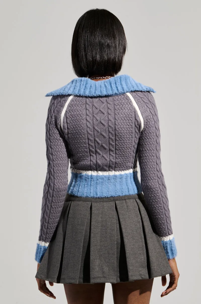 QUEEN OF MY OWN WORLD CROPPED ZIP UP SWEATER sold by AKIRA product image thumbnail 5