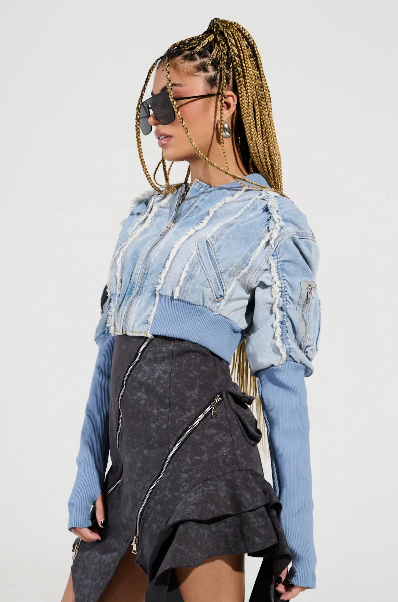 DARE TO BE DENIM CROPPED JACKET sold by AKIRA product image thumbnail 5